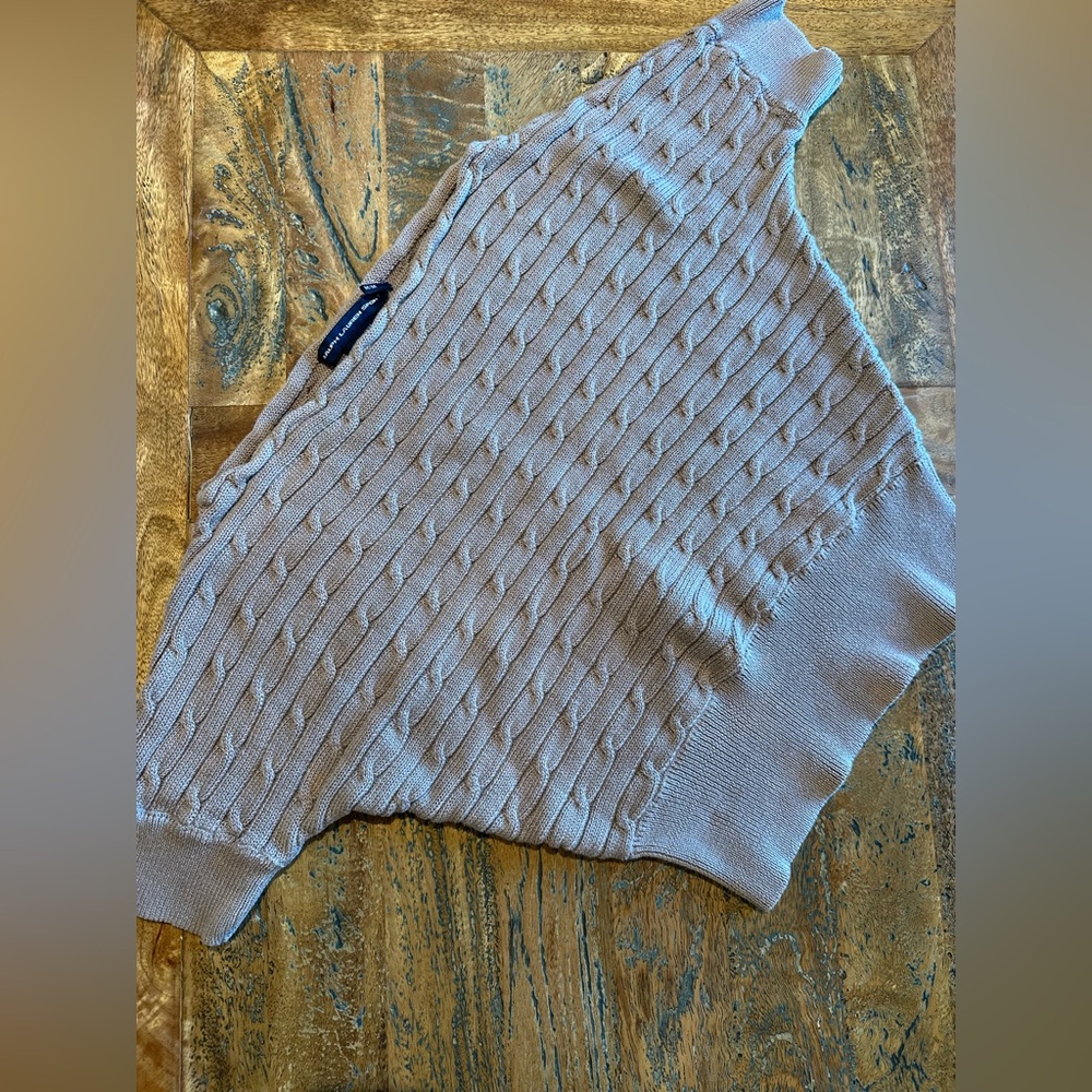 Ralph Lauren Taupe Cable Knit Poncho